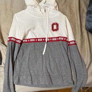 OSU Women's Quarterzip Hoodie - White and Gray